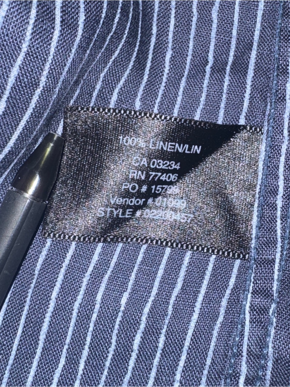 Club Monaco 100% Linen Blue Pinstripe Button-Up Shirt - Picture 5 of 5